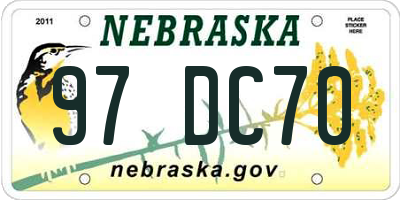 NE license plate 97DC70