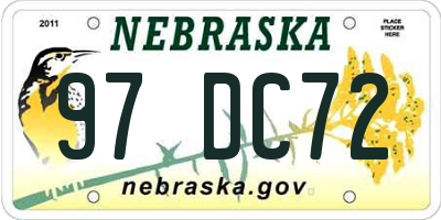NE license plate 97DC72