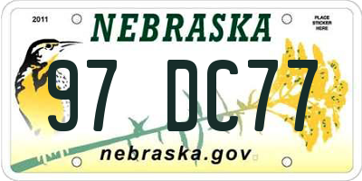 NE license plate 97DC77
