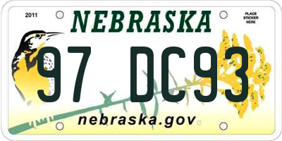 NE license plate 97DC93