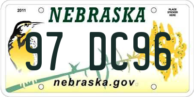 NE license plate 97DC96