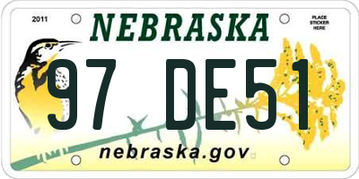 NE license plate 97DE51