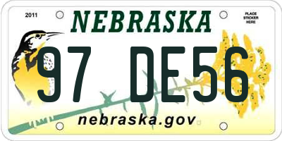 NE license plate 97DE56