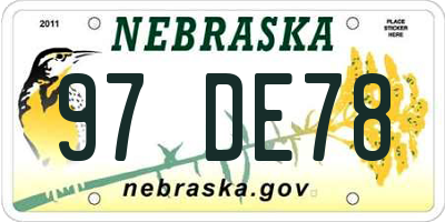 NE license plate 97DE78