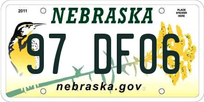 NE license plate 97DF06