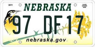 NE license plate 97DF17