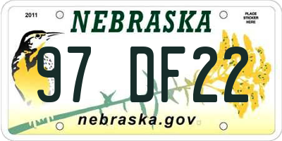 NE license plate 97DF22