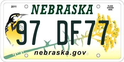NE license plate 97DF77
