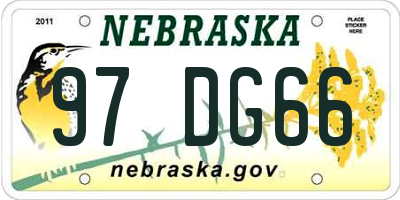 NE license plate 97DG66