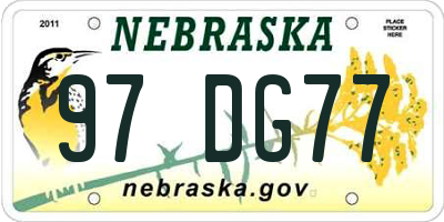 NE license plate 97DG77