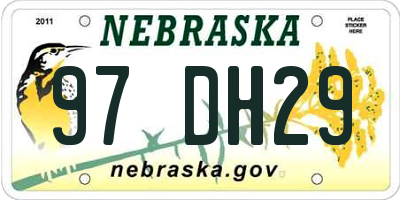 NE license plate 97DH29