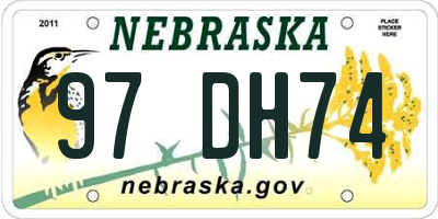 NE license plate 97DH74