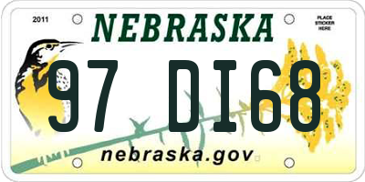 NE license plate 97DI68