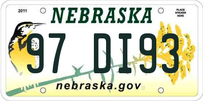NE license plate 97DI93