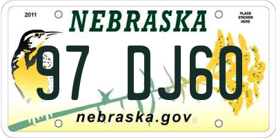 NE license plate 97DJ60