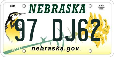 NE license plate 97DJ62