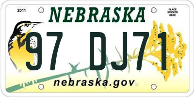 NE license plate 97DJ71