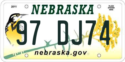 NE license plate 97DJ74