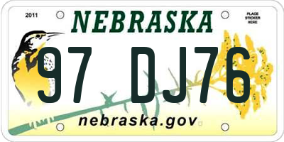 NE license plate 97DJ76