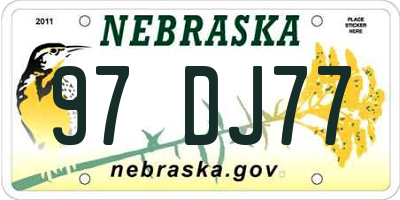 NE license plate 97DJ77
