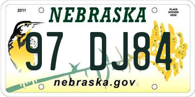 NE license plate 97DJ84