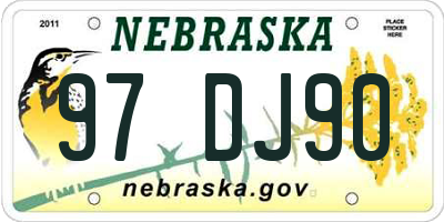 NE license plate 97DJ90