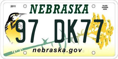 NE license plate 97DK77