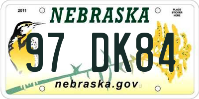 NE license plate 97DK84