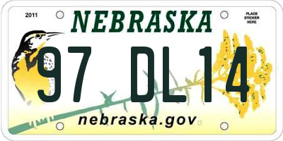 NE license plate 97DL14
