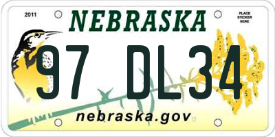 NE license plate 97DL34
