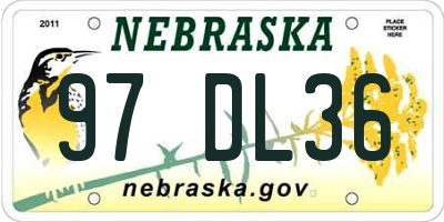 NE license plate 97DL36