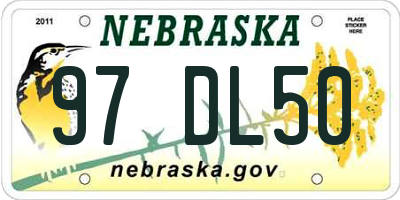 NE license plate 97DL50