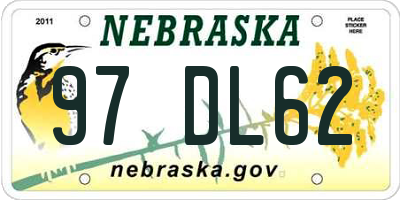 NE license plate 97DL62