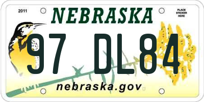 NE license plate 97DL84