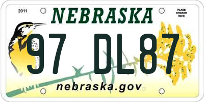NE license plate 97DL87