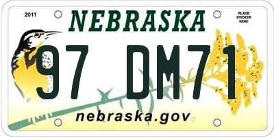 NE license plate 97DM71