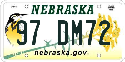 NE license plate 97DM72
