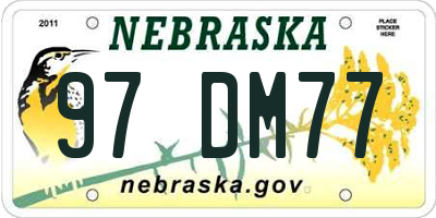 NE license plate 97DM77