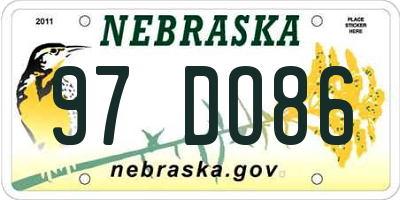 NE license plate 97DO86