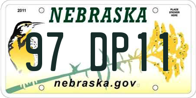 NE license plate 97DP11