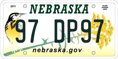 NE license plate 97DP97