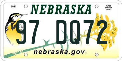 NE license plate 97DQ72