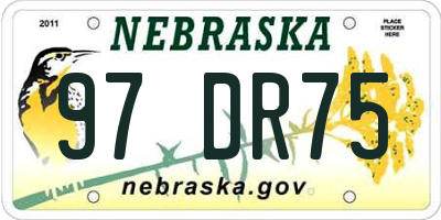 NE license plate 97DR75