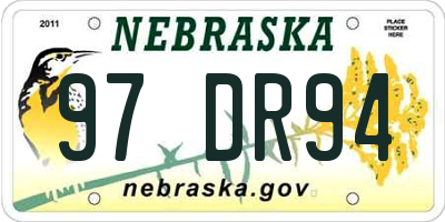 NE license plate 97DR94