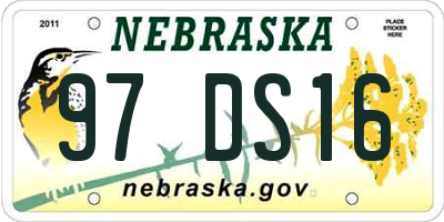NE license plate 97DS16