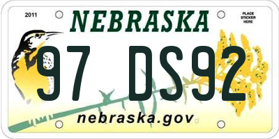NE license plate 97DS92