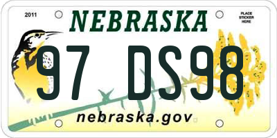 NE license plate 97DS98