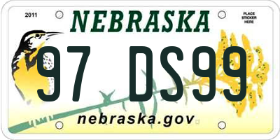 NE license plate 97DS99