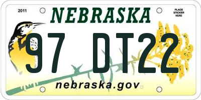 NE license plate 97DT22