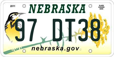 NE license plate 97DT38